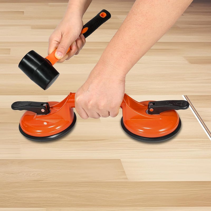 Genubi Industry Floor Gap Fixer Tool for Laminate Floor Gap Repair Plank Grabber Includes Heavy Duty Aluminum Suction Cup and Fiberglass Handle Rubber Mallet (Can't Use on Scraped Surface Floor) - Image 4